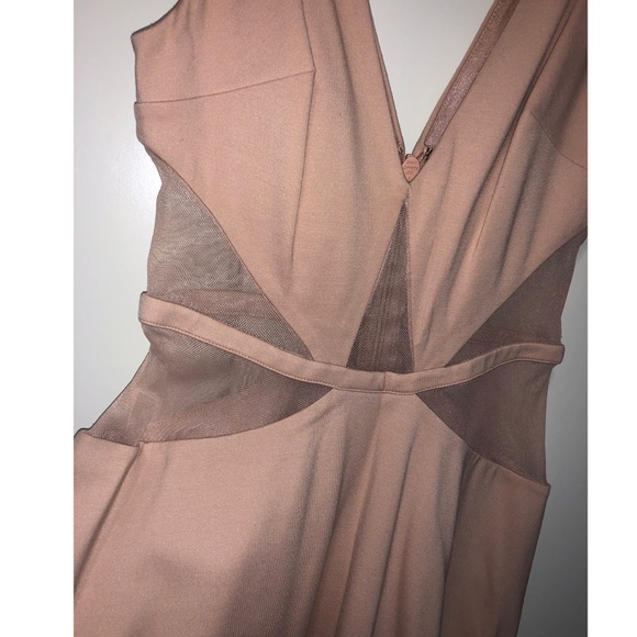 BEBE Mesh Inset Deep V Neck Dress - Picture 3 of 8